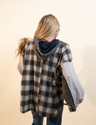 POL Women's Wheat & Flannel Vintage Hooded Top - 140 Sweatshirts + Sweaters - The Farmhouse
