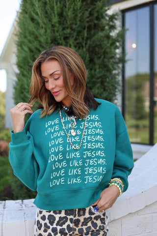 POPPY & PINE Women's Love Like Jesus Crop Sweatshirt - 140 Sweatshirts + Sweaters - The Farmhouse
