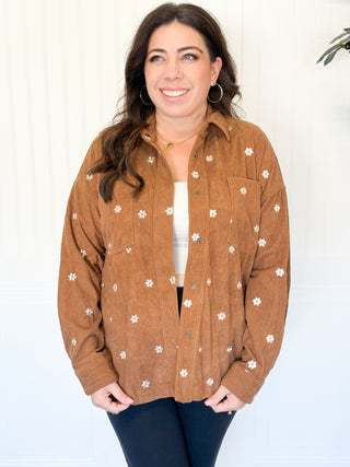 Prairie Bloom Corduroy Shirt, Camel - 160 Outerwear - The Farmhouse