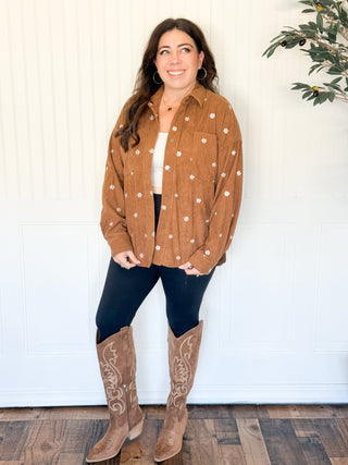 Prairie Bloom Corduroy Shirt, Camel - 160 Outerwear - The Farmhouse