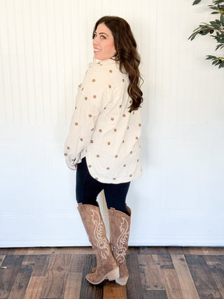 Prairie Bloom Corduroy Shirt, Cream - 160 Outerwear - The Farmhouse