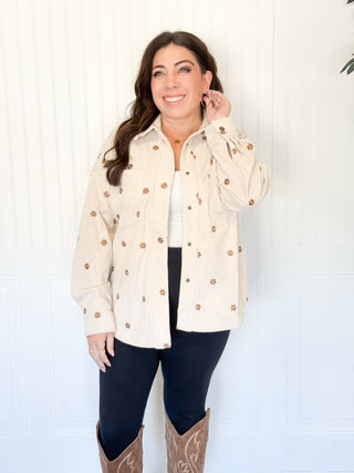 Prairie Bloom Corduroy Shirt, Cream - 160 Outerwear - The Farmhouse