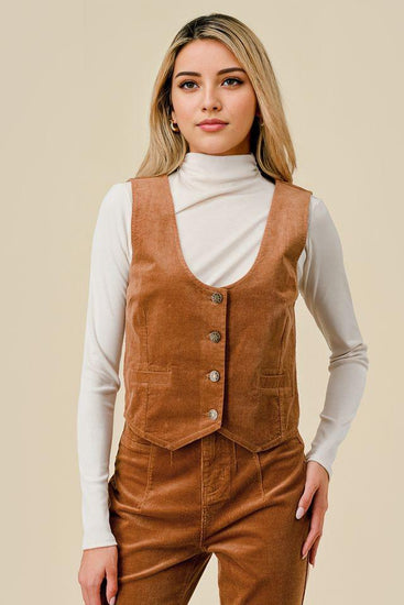 Prairie Dust Western Corduroy Vest - Camel - The Farmhouse