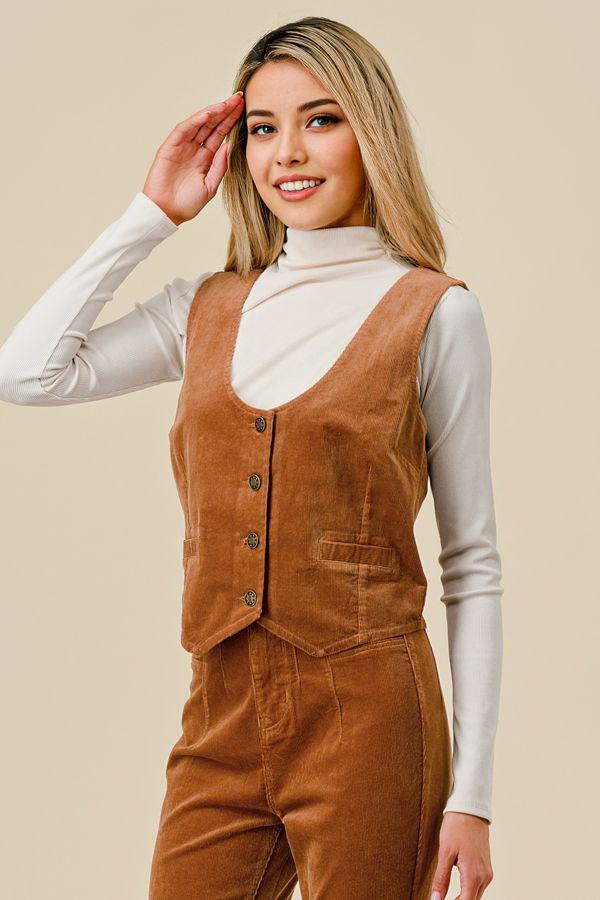 Prairie Dust Western Corduroy Vest - Camel - The Farmhouse