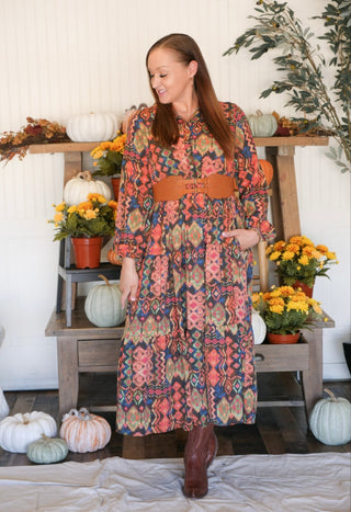 Prairie Grace Printed Midi Dress - 170 Dresses - The Farmhouse