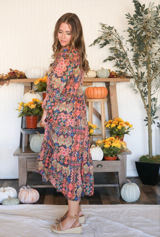 Prairie Grace Printed Midi Dress - 170 Dresses - The Farmhouse