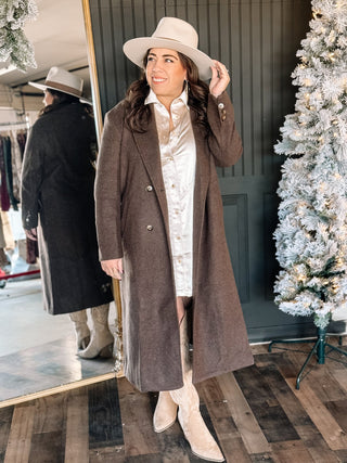 Prairie Winds Boho Western Lapel Duster Coat, Heathered Mocha - The Farmhouse