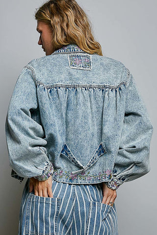 PRE ORDER POL Prairie Bloom Cropped Jacket, Denim Floral - 160 Outerwear - The Farmhouse
