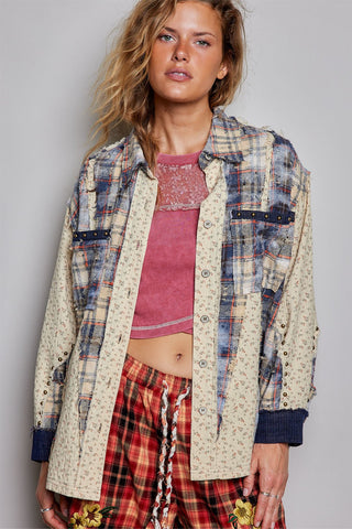 PRE ORDER POL Wildflower Trail Plaid Shirt, Floral Multi - 100 Casual Tops - The Farmhouse