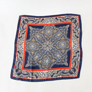 PRETTY SIMPLE Alice Square Scarf, Navy & Rust - 260 Fashion Accessories - The Farmhouse