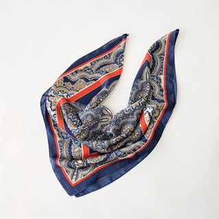 PRETTY SIMPLE Alice Square Scarf, Navy & Rust - 260 Fashion Accessories - The Farmhouse