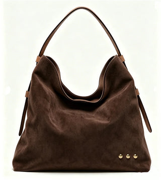 Alternate view of the chocolate Evie suede hobo bag