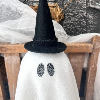 Primitive Fall Halloween 13" Lil Ghost w/ Witch Hat - 430 Holiday Decor - The Farmhouse