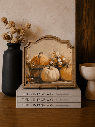 Pumpkin Bucket Provincial Arch Framed Art 9x10" - 420 Home Decor - The Farmhouse