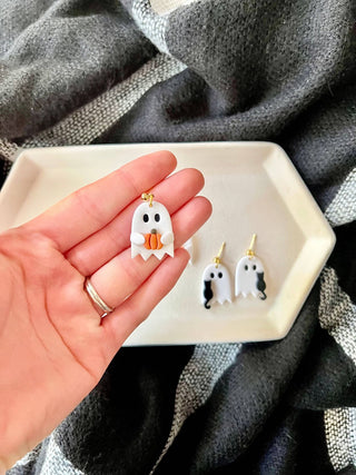 Pumpkin Ghost Earrings, Ghost Earrings with Pumpkin - 290 Jewelry - The Farmhouse