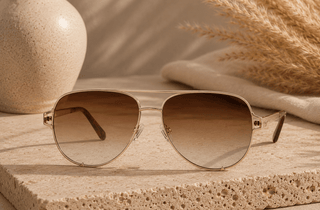QUAY High Key Twist Aviator Sunglasses Brushed Gold/Sepia - 260 Fashion Accessories - The Farmhouse