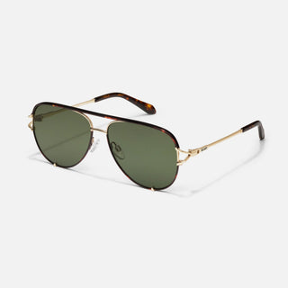 QUAY High Key Twist Metal Aviator Sunglasses, Dark Tortoise/Green - 260 Fashion Accessories - The Farmhouse