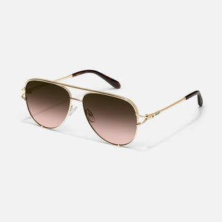 QUAY High Key Twist Metal Aviator Sunglasses, Gold/Brown Rose - 260 Fashion Accessories - The Farmhouse
