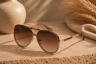 QUAY High Profile Large Aviator Frame Sunglasses, Doe/Brown - 260 Fashion Accessories - The Farmhouse