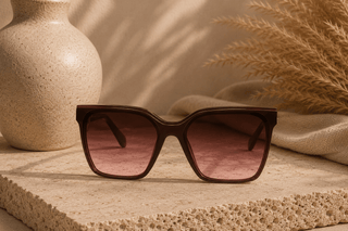 QUAY Level Up Best Large Square Sunglasses, Dark Brown/Rouge Glow - 260 Fashion Accessories - The Farmhouse