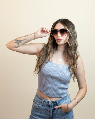QUAY11 High Key Twist Metal Aviator Sunglasses, Gold/Brown Rose - 260 Fashion Accessories - The Farmhouse
