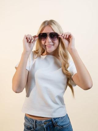 QUAY High Key Twist Unisex Aviator Sunglasses, Black Smoke