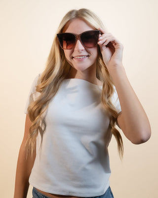 QUAY20 After Party Oversized Square Lens Sunglasses, Doe/Brown Rose - 260 Fashion Accessories - The Farmhouse