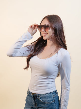 QUAY23 Nightfall Remixed Women's Shield Flat Top Sunglasses, Doe/Brown Fawn - 260 Fashion Accessories - The Farmhouse