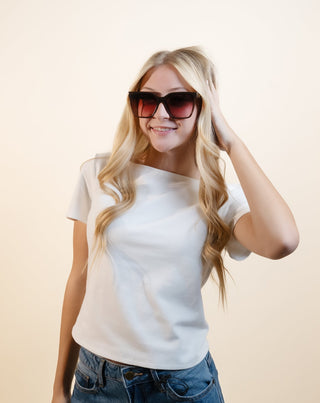 QUAY25 Level Up Best Large Square Sunglasses, Dark Brown/Rouge Glow - 260 Fashion Accessories - The Farmhouse