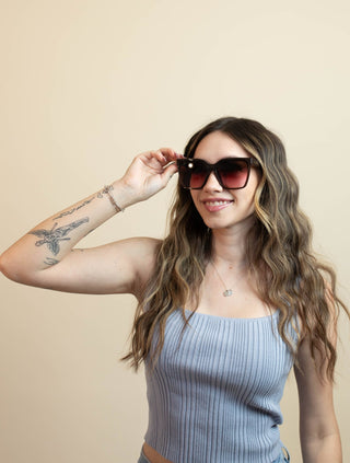 QUAY25 Level Up Best Large Square Sunglasses, Dark Brown/Rouge Glow - 260 Fashion Accessories - The Farmhouse
