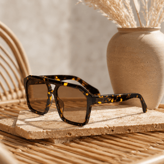 QUAY28 Soundcheck Modern Vintage Aviator Sunglasses, Tortoise Yellow/Tan - 260 Fashion Accessories - The Farmhouse