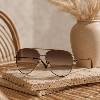 QUAY30 High Key Extra Large Wire Frame Aviator Sunglasses, Chocolate/Dark Brown - 260 Fashion Accessories - The Farmhouse