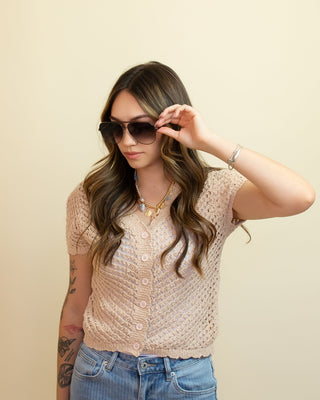 QUAY30 High Key Extra Large Wire Frame Aviator Sunglasses, Chocolate/Dark Brown - 260 Fashion Accessories - The Farmhouse
