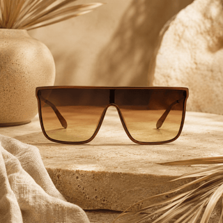 QUAY31 Nightfall Remixed Women's Shield Flat Top Sunglasses, Dark Brown/Bronze Glow - 260 Fashion Accessories - The Farmhouse