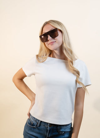 QUAY31 Nightfall Remixed Women's Shield Flat Top Sunglasses, Dark Brown/Bronze Glow - 260 Fashion Accessories - The Farmhouse