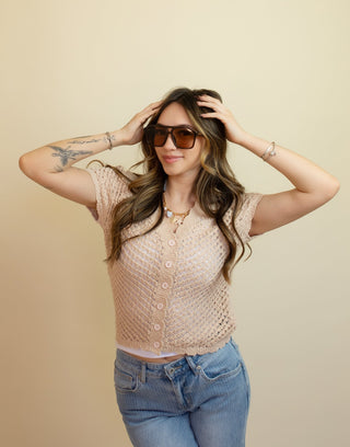 QUAY32 Soundcheck Modern Vintage Aviator Sunglasses, Dark Brown/Tan - 260 Fashion Accessories - The Farmhouse
