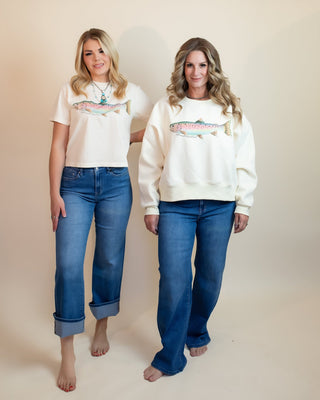Rainbow Trout Crop Graphic Sweatshirt - 140 Sweatshirts + Sweaters - The Farmhouse