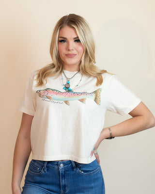 Rainbow Trout Crop Graphic Tee - 120 Graphic Tees - The Farmhouse