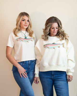 Rainbow Trout Crop Graphic Tee - 120 Graphic Tees - The Farmhouse