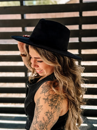 Rancher Tear Drop Boho Hat - Black - The Farmhouse