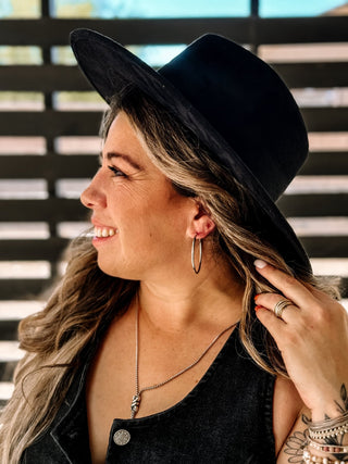 Rancher Tear Drop Boho Hat - Black - The Farmhouse