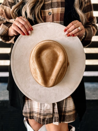 Rancher Tear Drop Boho Western Hat - Ivory and Camel Mix - The Farmhouse