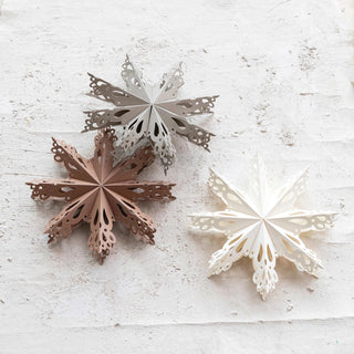 Recycled Paper Folding Snowflake Ornament - Brown - The Farmhouse