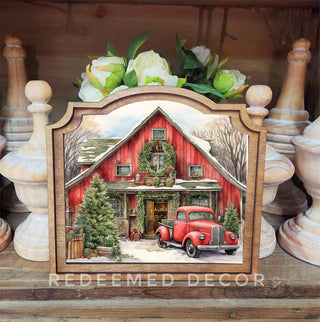 Red Christmas Barn Provincial Framed Art - 420 Home Decor - The Farmhouse