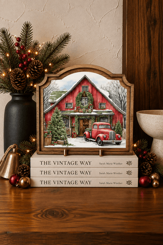 Red Christmas Barn Provincial Framed Art - 420 Home Decor - The Farmhouse