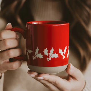 Red Holly Stoneware Coffee Mug - Christmas Decor - 430 Holiday Decor - The Farmhouse