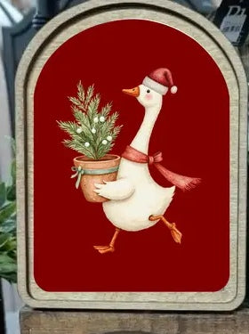 Christmas Goose Arch Framed Art 6x8", Red