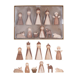 Resin Nativity Wood Finish - Boxed Set of 11 - The Farmhouse