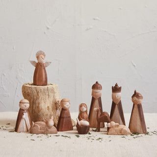 Resin Nativity Wood Finish - Boxed Set of 11 - The Farmhouse