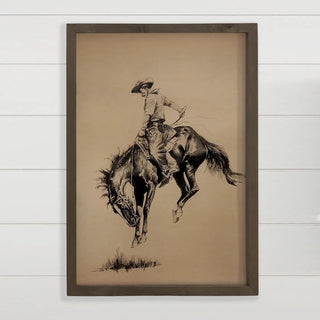 Ride 'em Cowboy - Cowboy Canvas Art - Wood Framed Wall Art - The Farmhouse